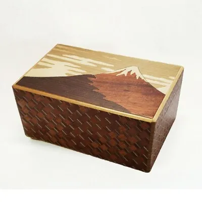 Yosegi Hakone Secret Wooden Puzzle Box 10 Step Gimmick Mt. Fuji & Camellia New • £130.98