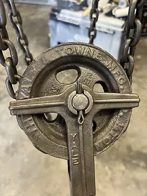 The YALE & TOWNE MFG. Co 1/2 Ton Hoist Pulley Antique Chain Tool Vintage • $399.99