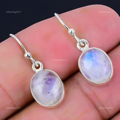 Natural Rainbow Moonstone Gemstone 925 Silver Drop/Dangle Earrings For Women • $7.99