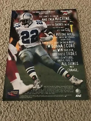 Vtg 1994 EMMITT SMITH REEBOK PUMP Football Shoes Poster Print Ad DALLAS COWBOYS • $7.99