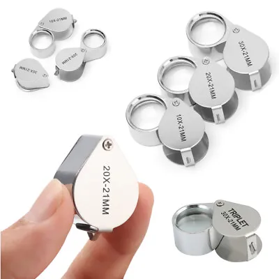 10X 20X 30X Metal Jewelry Magnifying Folding Magnifier Loupe Glass Lens Portable • $6.65