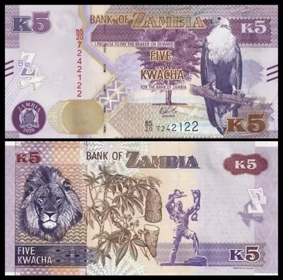 $2.95 • Buy ZAMBIA 5 Kwacha, 2020, P-57, UNC World Currency