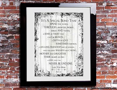 Mother & Daughter Special Bond Poem Print Personalised Canvas Gift Wedding Bride • £9.99