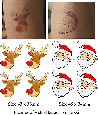 Christmas Santa And Rudolph Face  Tattoos X4 • £5.49