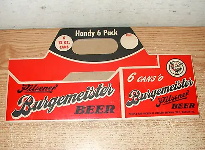 Vintage Pilsner Burgemeister Beer 6 Pack Cardboard Carrier Warsaw Brewing Co. • $12.50