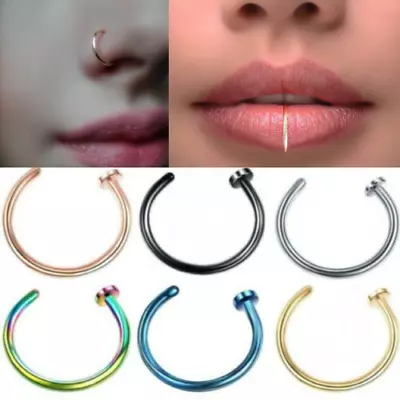 £1.99 • Buy Nose Ring Lip Rings Small Thin Body Piercing Surgical Steel Hoop  Fake Nose Ring