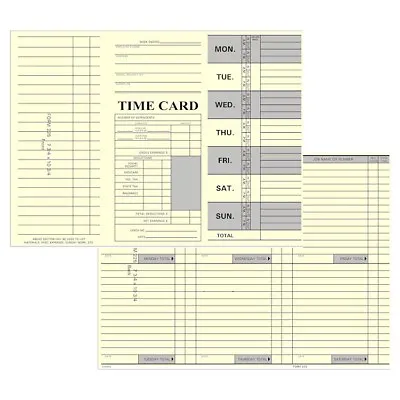 $177.77 • Buy 1000 Count, Form 225, Tri-Fold Job/Time Cards For Right-Side Printing Time Clock