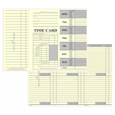 $177.77 • Buy 1000 Count, Form 225, Tri-Fold Job/Time Cards For Right-Side Printing Time Clock