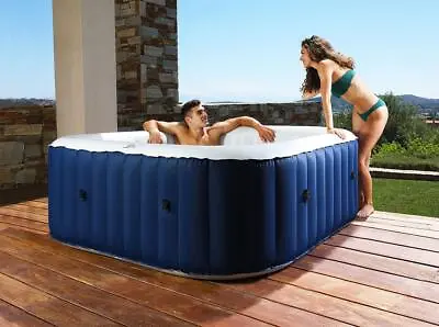 £249.99 • Buy Inflatable Hot Tub 6 Person Square Spa Blue With UVC Sanitizer Most Hygiene