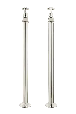 Vintage Bath Pillar Taps On Pipe Stands - Cross Handle • $1251.80