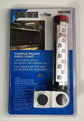 Master Forge Handle Mount Grill LED Light Clamp On Rotate Pivot Silver New • $29.95