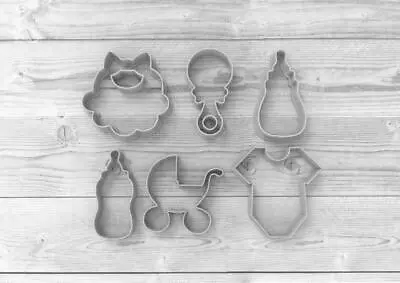 6 Pcs Baby-Shower Biscuit Cookie Cutter Fondant Cake Decorating Mold Cupcake • £10.12