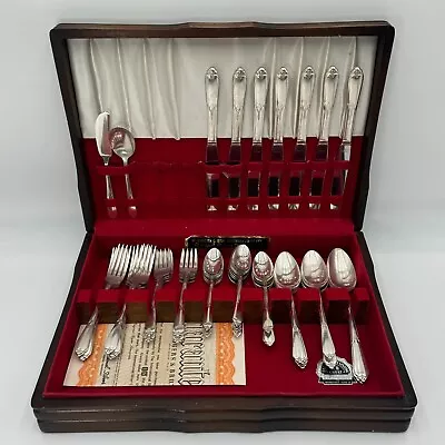 Antique 1800s Rigers Certified Original Silverplate 50pc Silverware Set W/ Case • $119.95