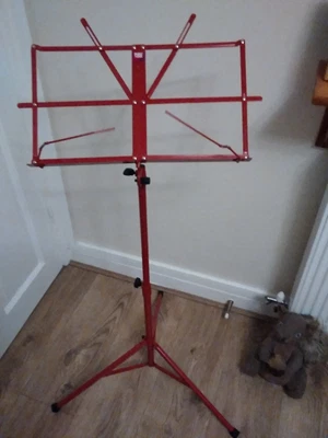 £8.50 • Buy Red Metal Adjustable Folding Music Stand 
