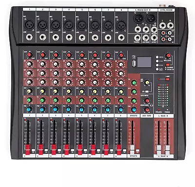 8 Channel Mixing Console Audio Mixer Bluetooth USB Live Studio Amplifier Mixer W • $139.99