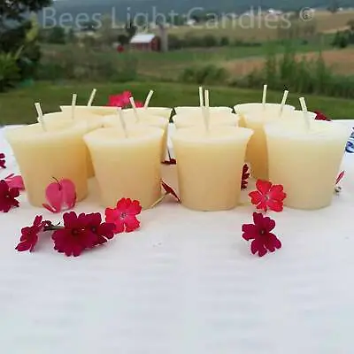 Natural White Beeswax Votive Candles / BULK / Pure Bee Wax / Unscented / Clean🐝 • $7.29