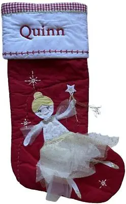 Pottery Barn Kids Quilted Blonde Fairy Christmas Stocking Monogrammed QUINN • $24.39