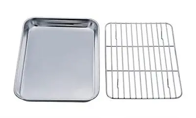 TeamFar Toaster Oven Tray And Rack Set 9.3’’ X 7’’ X 1’’ Stainless Steel • $13.79