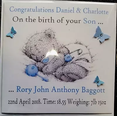 Personalisd New Baby Boy Card / Christening Card / Birthday Card • £3.98