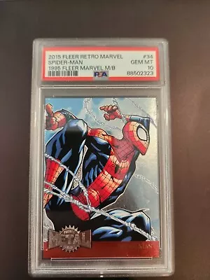 2015 Fleer Retro Marvel 1995 Metal Blaster #34 Spider-Man PSA 10 • $201