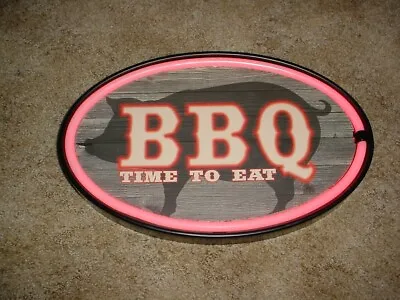 Bbq  Time To Eat  Neon Style Sign Battery Operated Restaurant Food Truck Bar • $18.99