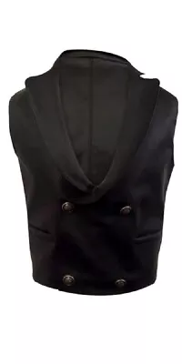 Men Black Real Cowhide Leather Heavy Duty Steampunk Gothic Style Vest Waistcoat • £64.99