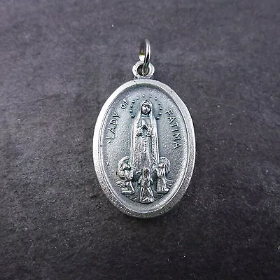 Our Lady Of Fatima Silver Colour Metal Medal For Rosary Beads Pendant New 2cm • £1.99