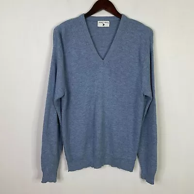 Robert Bruce Vintage Sweater Mens Large Blue Union Made In USA Orlon Acrylic • $19.99