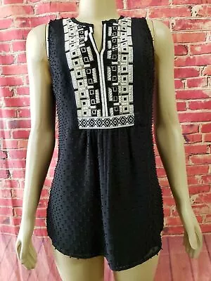 V Cristina Boho Black Embroidered Sleeveless  Women's Top Size S  • $9.99