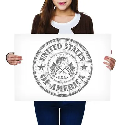 A2 - United States Of America Travel Stamp Poster 59.4X42cm280gsm(bw) #40182 • £11.99