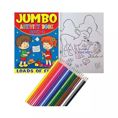 A4 JUMBO CHILDREN'S COLOURING BOOK Pictures Learning 142 Pgs + 20 PENCILS • £5.69