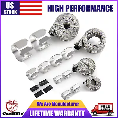 $29.69 • Buy Silver Steel Braided Hose Set Engine Dress Up Kit Radiator/Vacuum/Fuel/Oil Line
