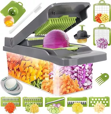 16-in-1 Vegetable Chopper Kitchen Mandoline Vegetable Cutter Slicer Fruit Dicer • £9.99