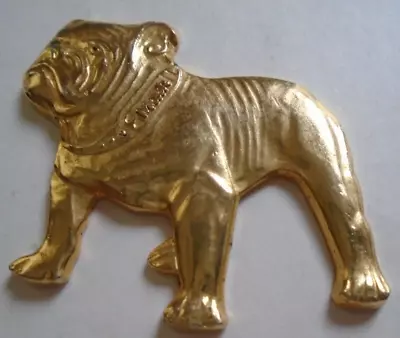 VINTAGE GOLD TONE  MACK TRUCK LOGO BULL DOG ~ A 1.5 By 1.75 Inch Emblem • $19.95