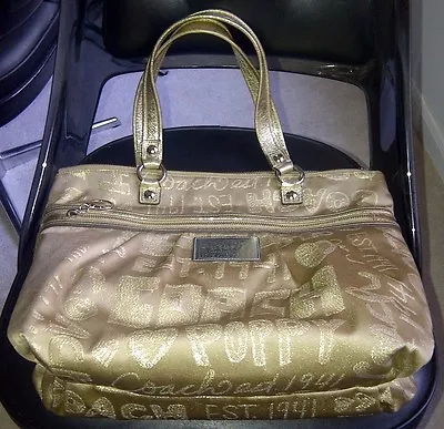 $99.50 • Buy Authentic COACH POPPY GLAM METALLIC STORY PATCH LARGE TOTE BAG PURSE 15301 GOLD