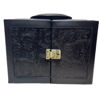 Black Embossed Jewelry Case With Removable Travel Case And Mirror • $105