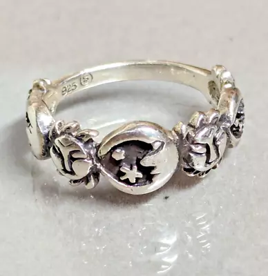 Sz 7 MOON AND STAR And SUN Celestial  Band Ring Sterling Silver • $20