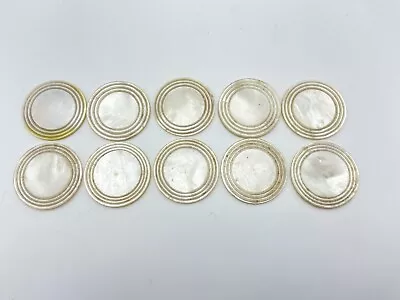 Set Of 10 Antique Mother Of Pearl Gaming Counters Carved Chinese • $87.12