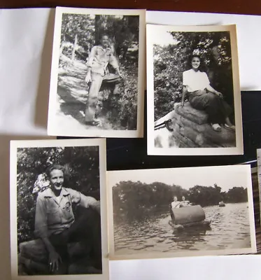 Rare Vintage Photographs Circa 1945 Lot Young Couple Day At Park Pedaling Boat • $29.99