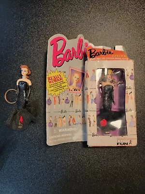 $10 • Buy LOT OF 2 Barbie Keychain Vintage 1995 Mattel BASIC FUN BLONDE BRUNETTE HEAD 4 