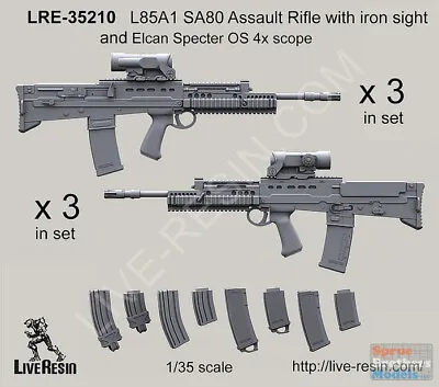 LVRLRE35210 1:35 LiveResin L85A1 SA80 Assault Rifle With Iron Sight And Elcan • $19.29