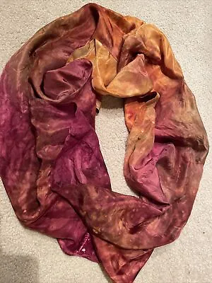 Batik Tie Dye Scarf Red Orange Infinity  • $14.99
