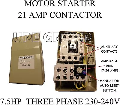 Magnetic Motor Starter Control For Electric Motor 7.5 Hp 3-phase 208-240vac  21a • $91.91