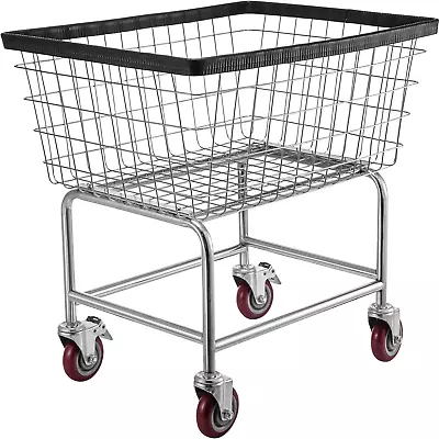 Wire Laundry Cart 2.5 Bushel Wire Laundry Basket With Wheels 20''X15.7''X26''  • $135.02