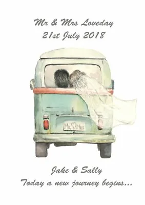 Personalised VW Campervan Camper Print Anniversary Engagement Wedding Gift  • £4.95