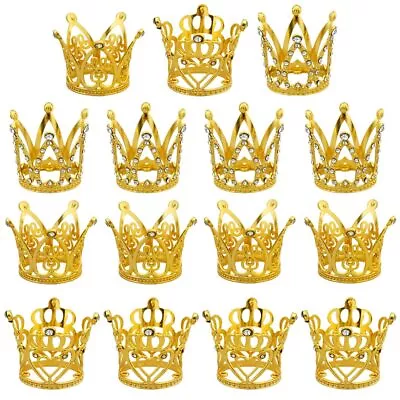 15 Pieces Crown Cake Topper 3 Sizes Gold Tiny Queen Crowns Mini Baby Crown Ca... • $23.99