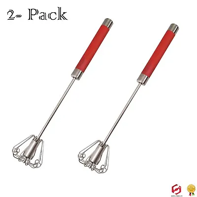 2PK Semi-Automatic Egg Whisk Hand Push Egg Beater Stainless Steel Blender Mixer • £9.49