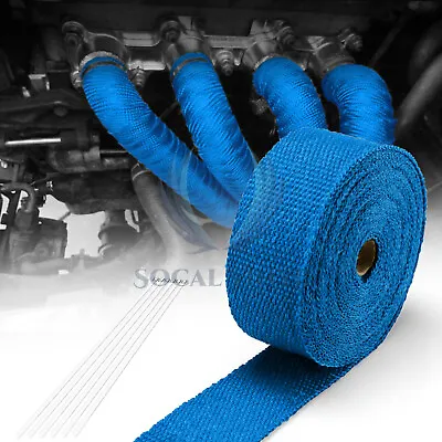 Blue Exhaust Pipe Insulation Thermal Heat Wrap 2 X50' Motorcycle Header • $18.46