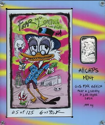 All-chips GUS FINK 1oz Low# Silver Bar Framed Set Fear And Loathing In Las Vegas • $279.99