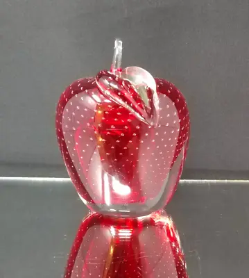 VINTAGE! 5  Murano RED Apple Paperweight Or Bookend BARBINI Sommerso Glass • $64.99